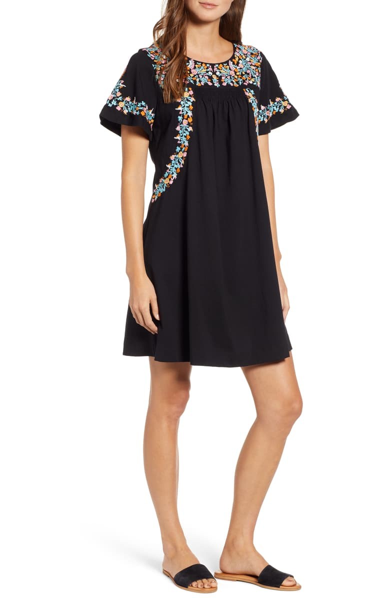 Embroidered Cotton Shift Dress | Nordstrom