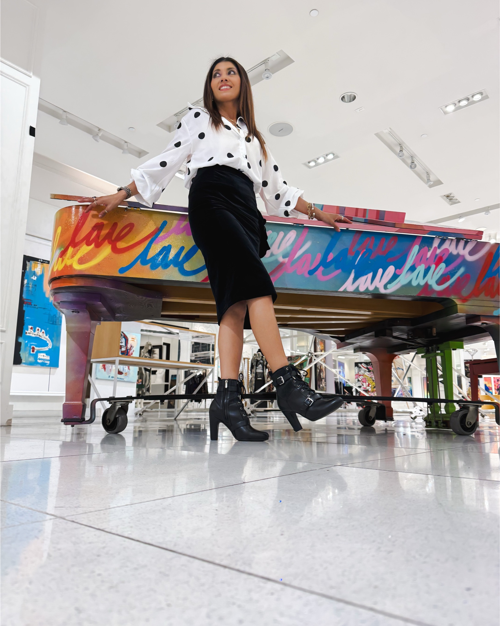 Art event ready in Beverly Hills 🤍✨ Styled this classic black & white look for a gallery night — polka dot blouse + velvet midi skirt + black heeled ankle boots for that timeless, elevated vibe.

Perfect outfit for an art show, cocktail event, museum night, or upscale dinner. Chic, feminine, and effortlessly sophisticated.

Shop my art event outfit details below 👇🏼 #LTKStyle #BeverlyHillsStyle


beverly hills art event outfit
gallery night outfit ideas
museum date night outfit
black velvet midi skirt outfit
polka dot blouse women
white and black chic outfit
classy cocktail event outfit
elegant winter night look
heeled black ankle boots outfit
feminine sophisticated style
art show fashion inspiration
timeless black and white outfit
dressy midi skirt styling
modern classic women outfit
elevated evening outfit idea


#LTKgrwm #LTKootd #LTKMidsize