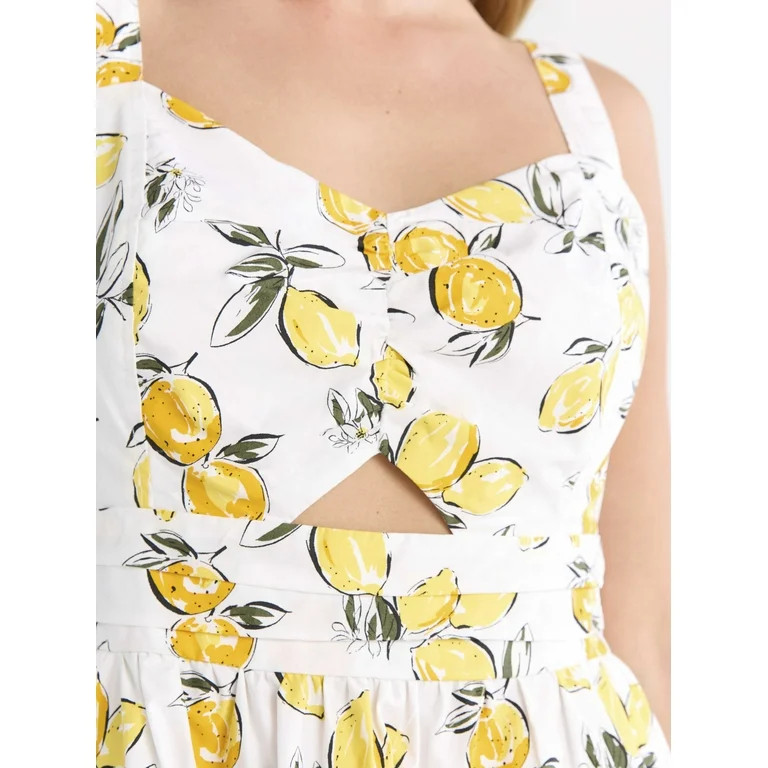 Free Assembly Women's Ruched Cutout Cotton Midi Dress, XS-XXL | Walmart (US)