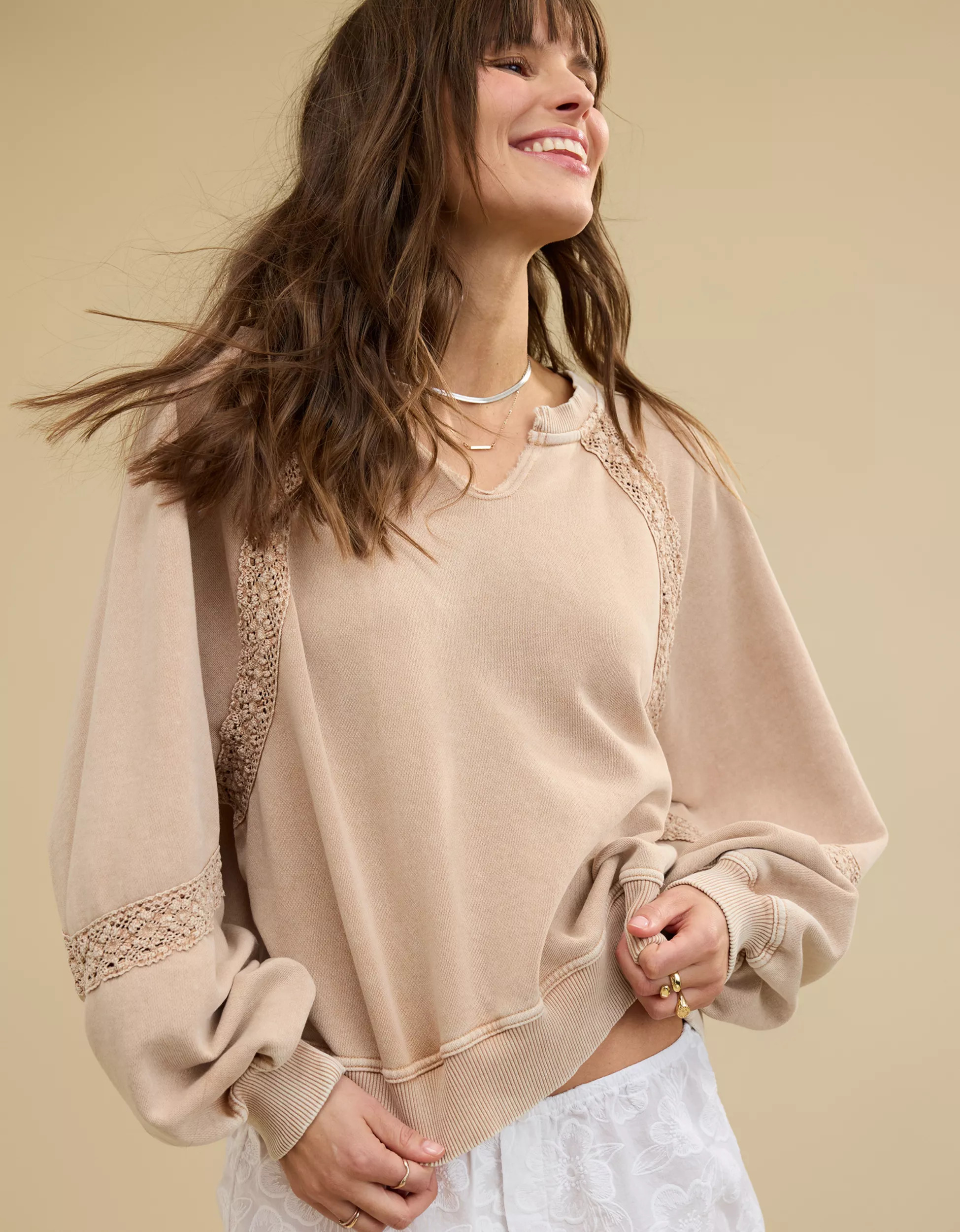 Aerie Hey Crochet Sweatshirt | American Eagle Outfitters (US & CA)