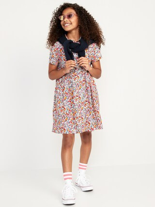 Short-Sleeve Floral-Print Swing Dress for Girls | Old Navy (US)