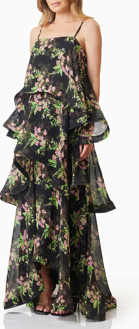 Ula Floral Tiered Georgette Gown | Nordstrom