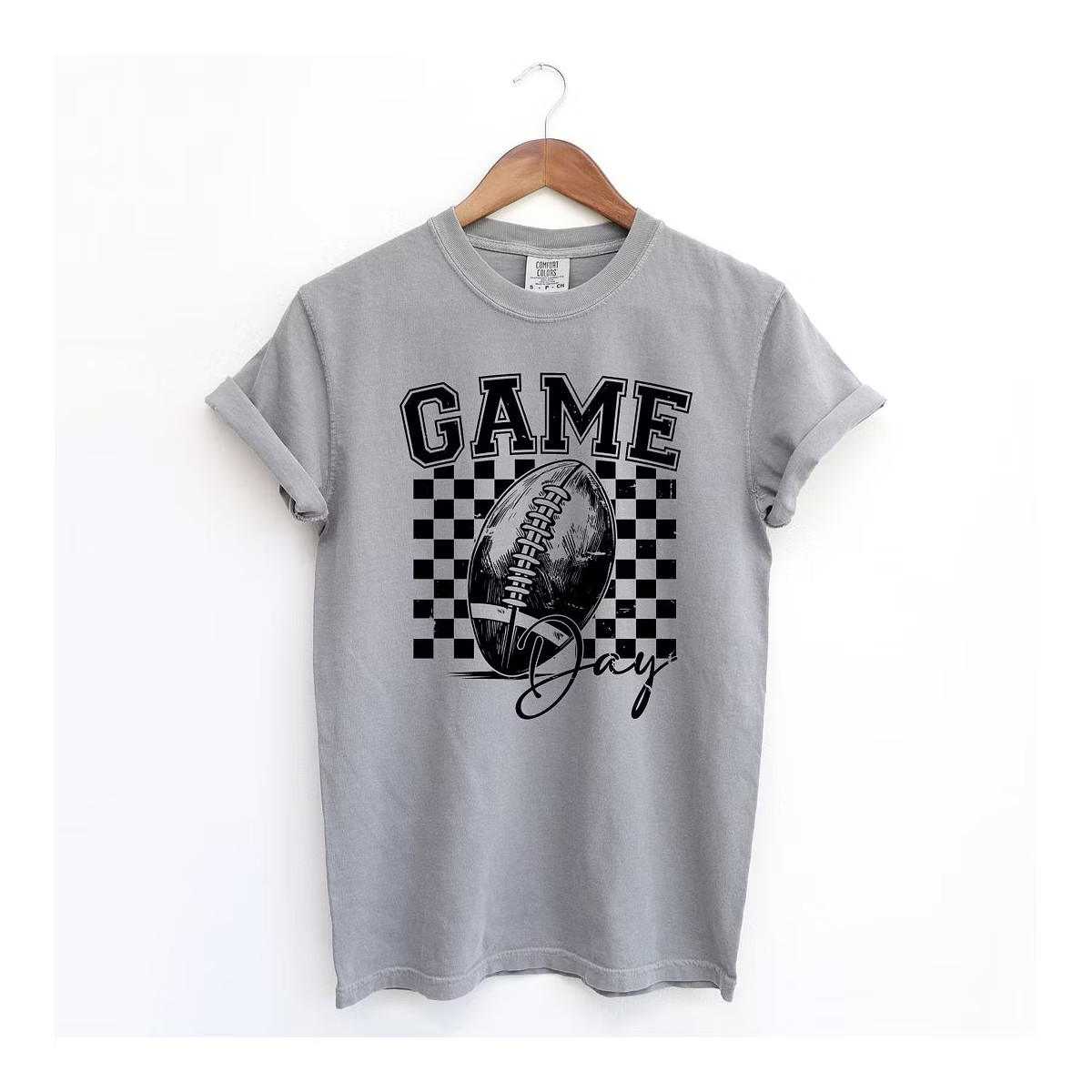 Simply Sage Market Women's Retro Football Game Day Short Sleeve Garment Dyed Tee - M - Grey | Target