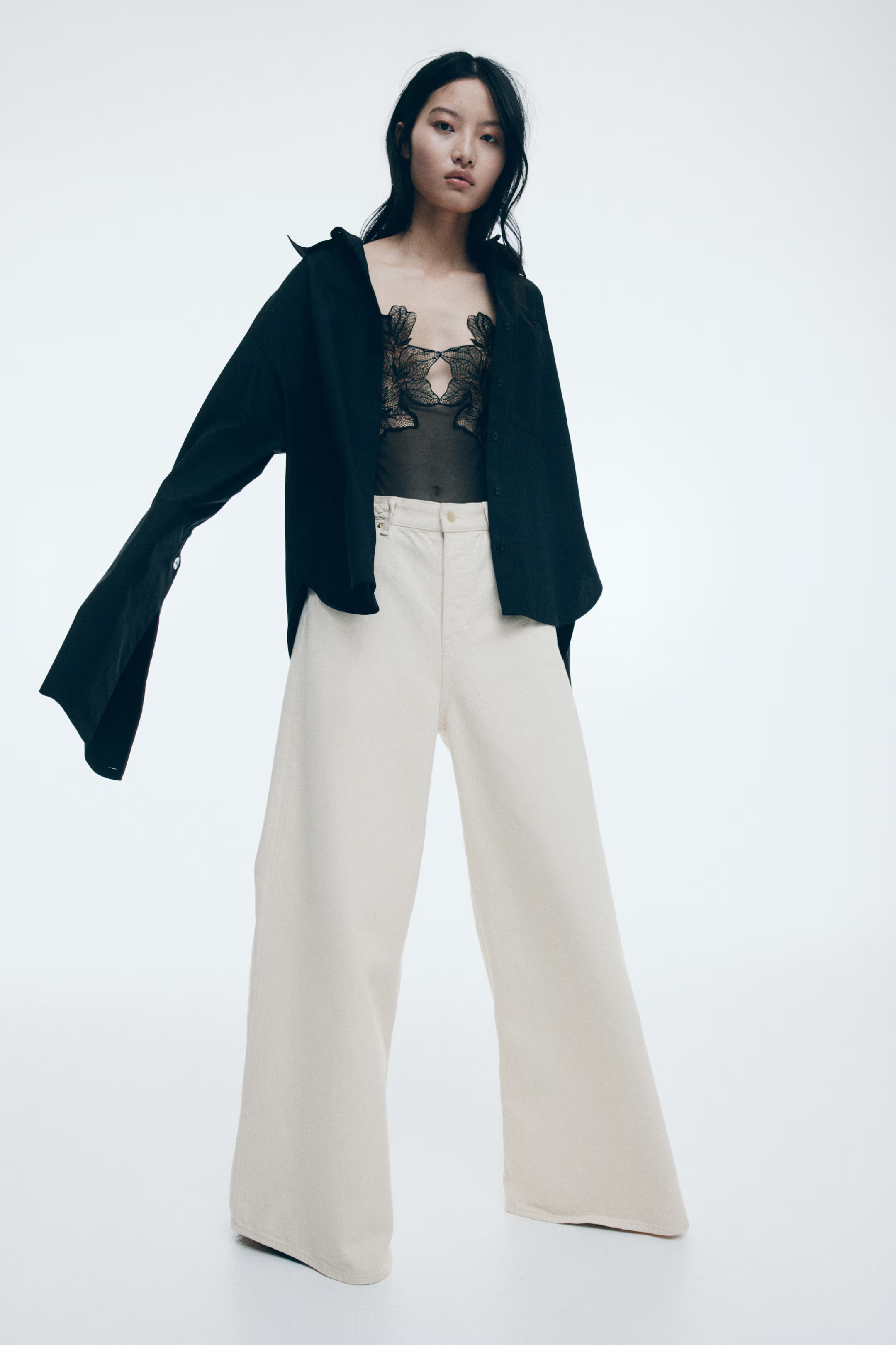 - Wijde jeans met gevlochten detail - Lichtbeige - DAMES | H&M NL | H&M (DE, AT, CH, NL, FI)