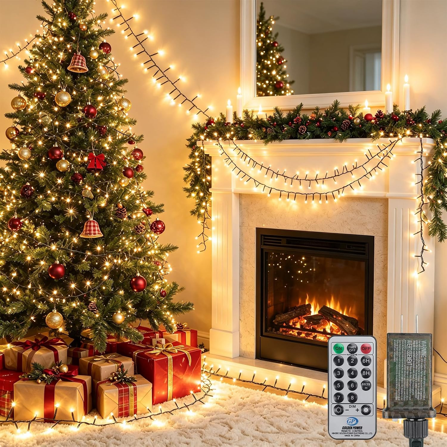 Christmas Lights Plug-in 40FT 1200LEDs Cluster String Lights Indoor Outdoor | Amazon (US)