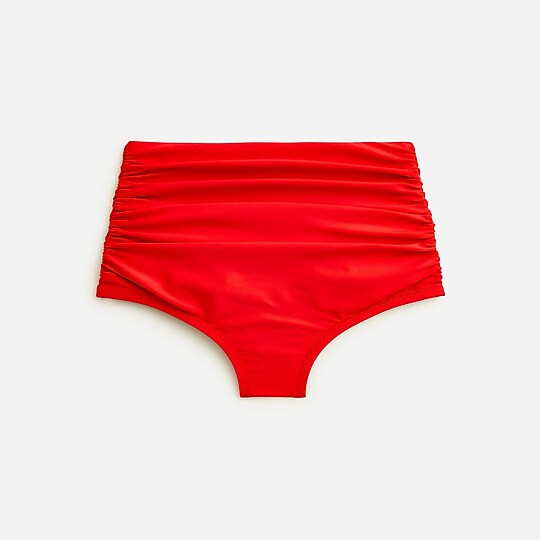 Ruched high-rise full-coverage bikini bottom | J. Crew US