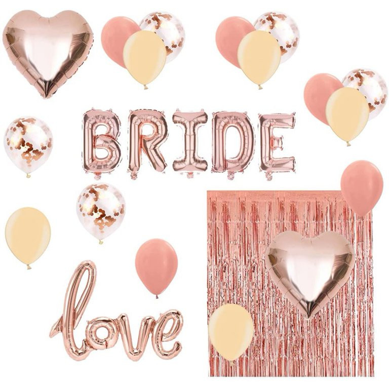 Bridal Shower & Bachelorette Party Decorations Kit Rose Gold- Set Includes Bride Foil Balloon, Lo... | Walmart (US)