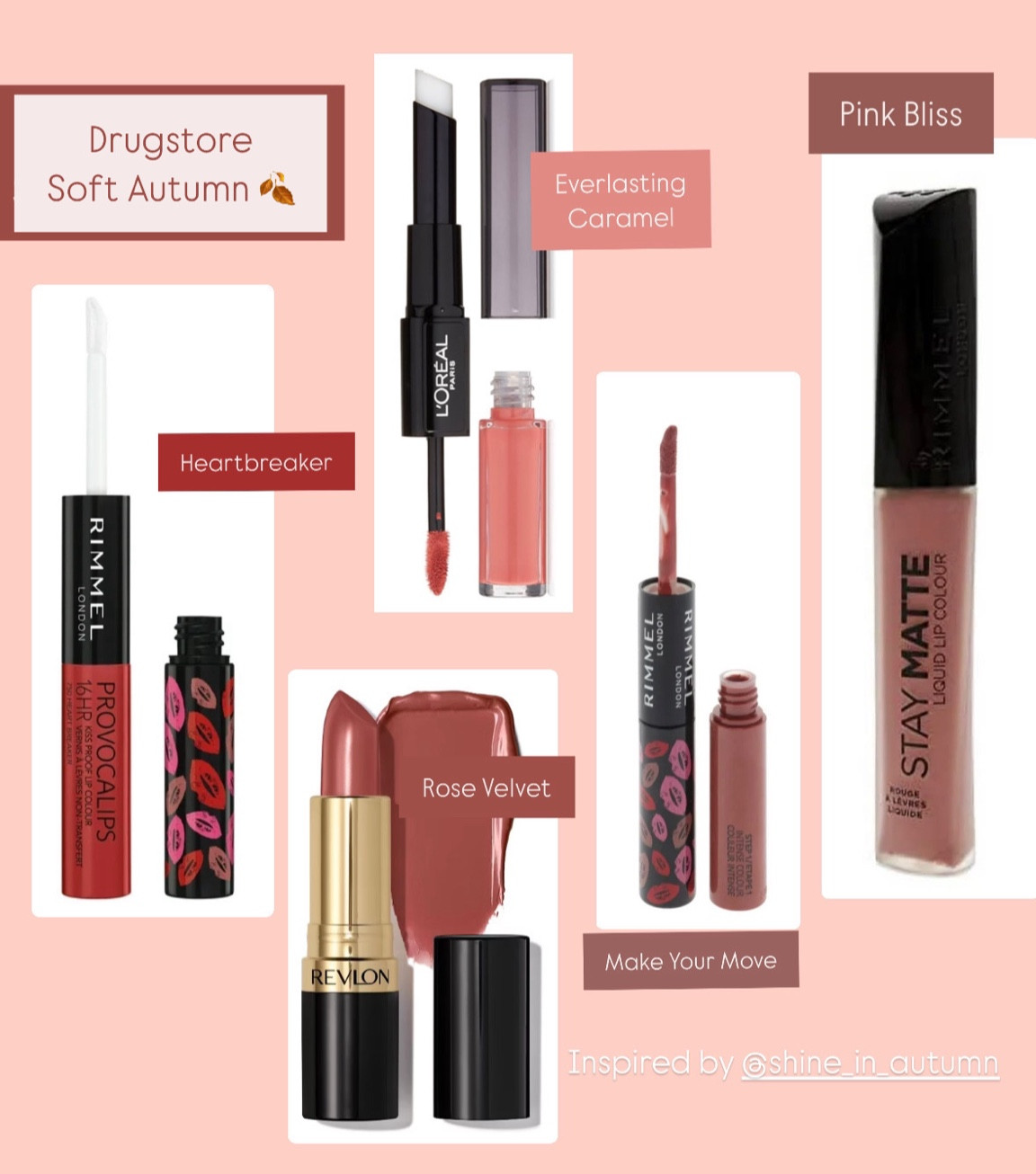 Drugstore lipsticks for Soft Autumn

Credit to @shine_in_autumn

#LTKStyleTip #LTKSaleAlert #LTKBeauty