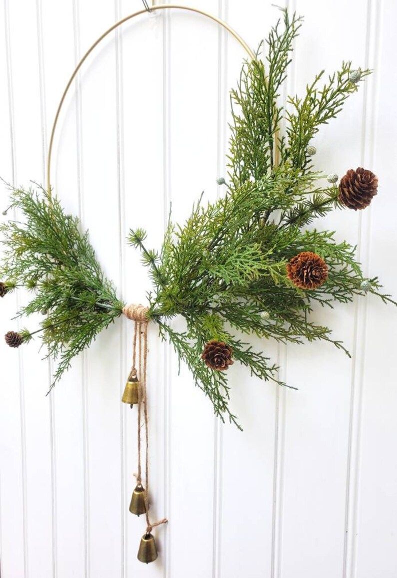 Winter Hoop Wreath Modern Christmas Wreath Wreath With - Etsy | Etsy (US)