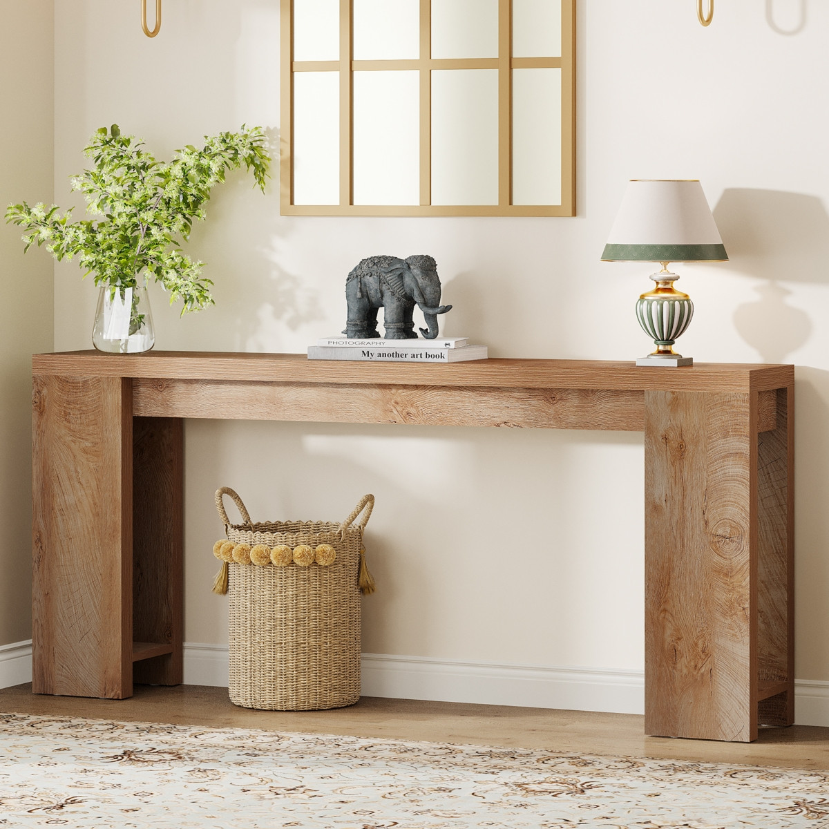 Tribesigns 70.9-Inch Extra Long Console Table, Farmhouse Wood Sofa Table Behind Couch, Narrow Entryway Accent Table, Light Oak Brown - Light/pastel br | Macy's