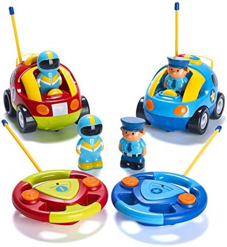 Prextex Pack of 2 Cartoon R/C Police Car and Race Car Radio Control Toys for Kids- Each with Diff... | Amazon (US)
