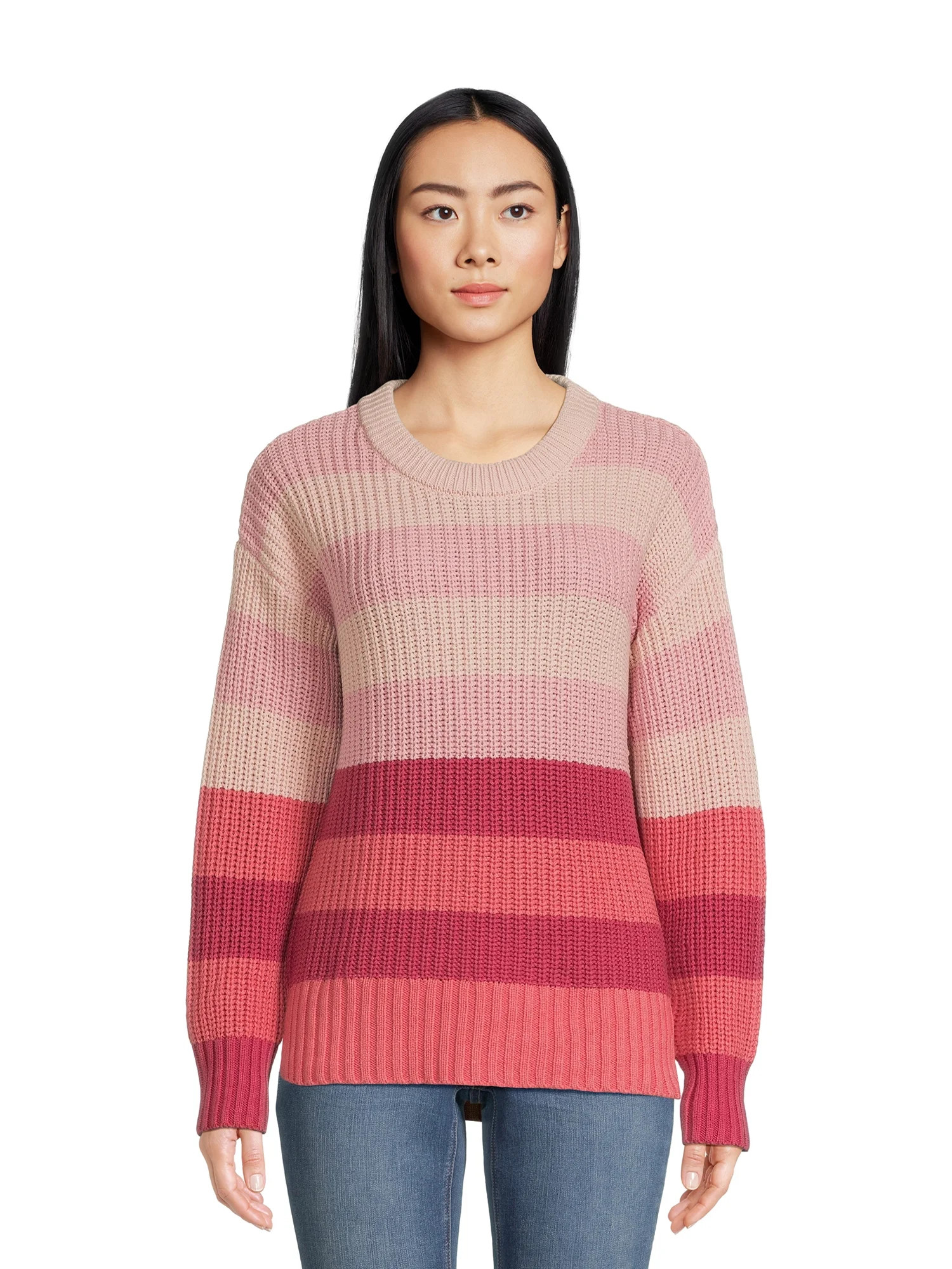 Time and Tru Women's Striped Pullover Sweater, Midweight, Sizes XS-XXXL | Walmart (US)