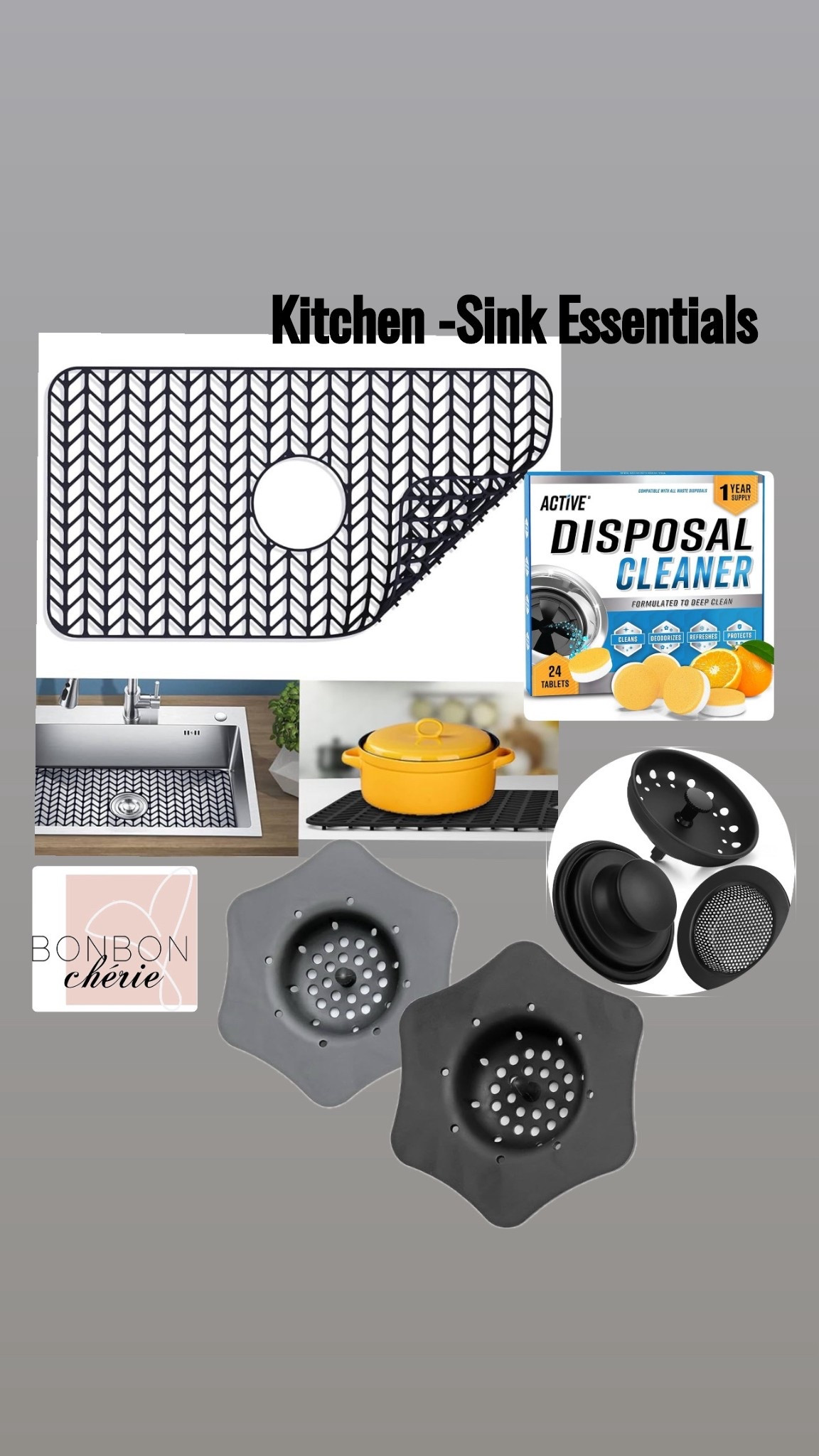 Kitchen sink essentials, silicone sink protector, Sink Strainer, Silicone, Flexible Sink Strainer, Sink Drain Strainer, Black/Charcoal, garbage disposal cleaner 
Home -sale

#LTKSaleAlert #LTKHome #LTKFindsUnder50