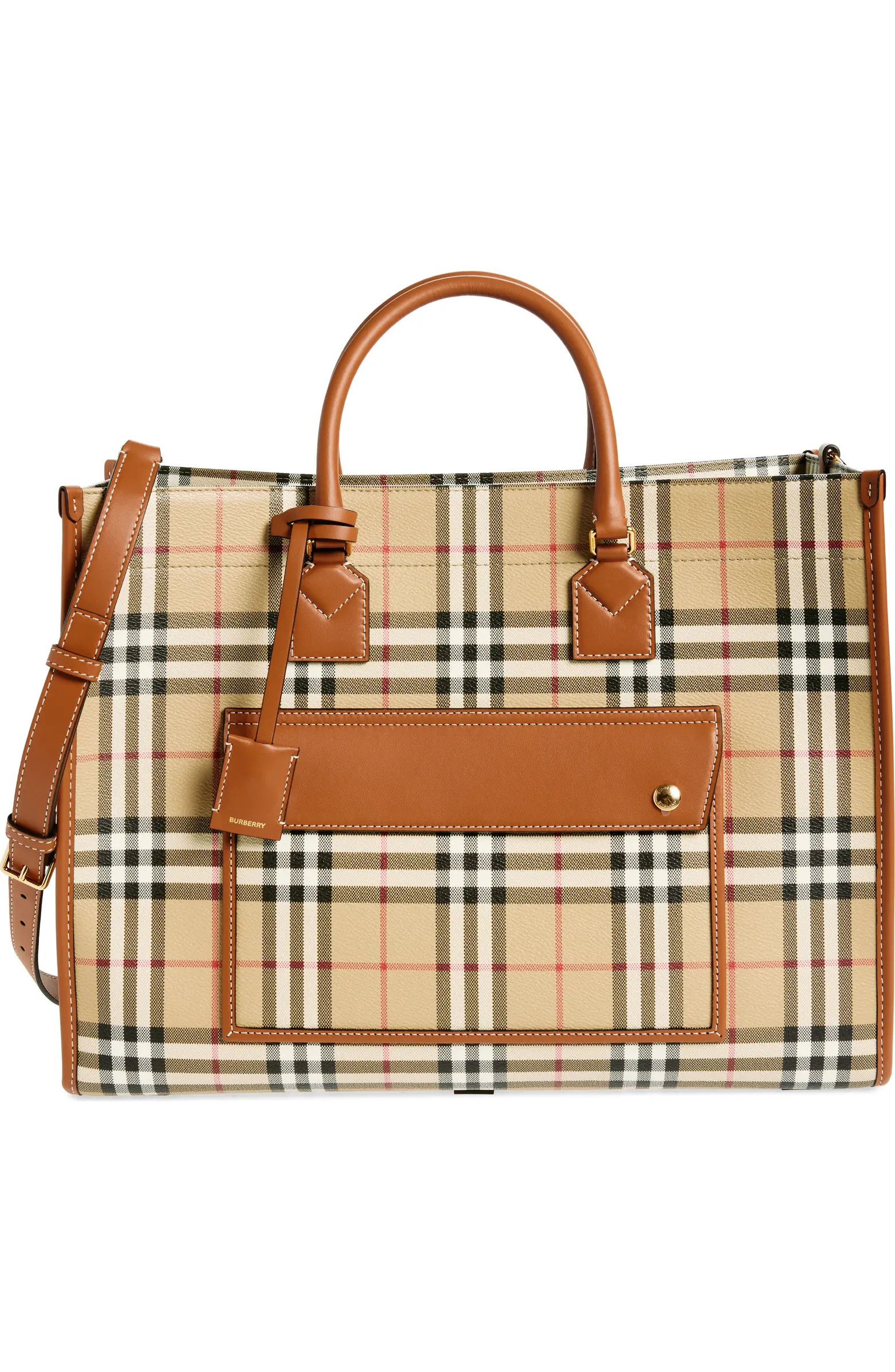 Medium Freya Check Coated Canvas Tote | Nordstrom