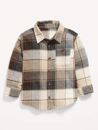 Cozy Long-Sleeve Plaid Pocket Shirt for Toddler Boys | Old Navy (US)