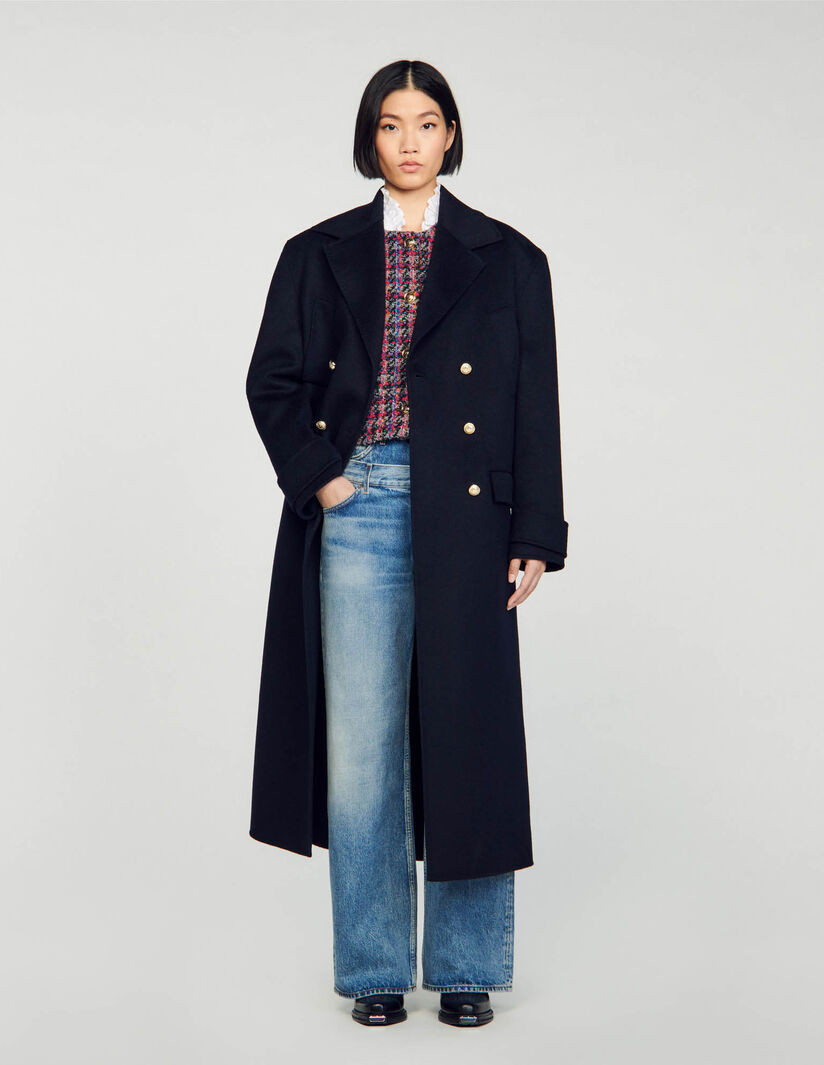 Long double-breasted coat | Sandro-Paris US