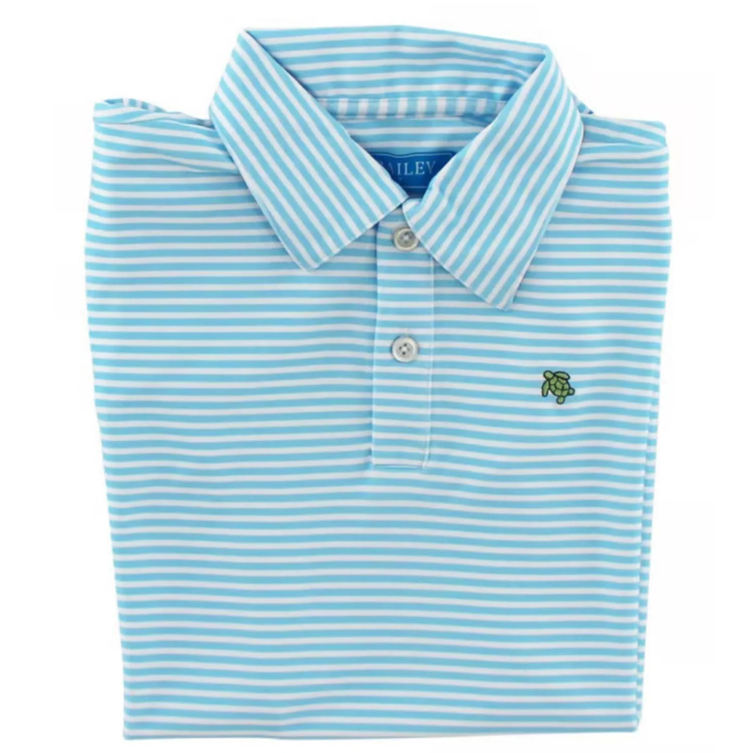 Boy's Short Sleeve Stripe Performance Polo Shirt In Sky | Shop Simon