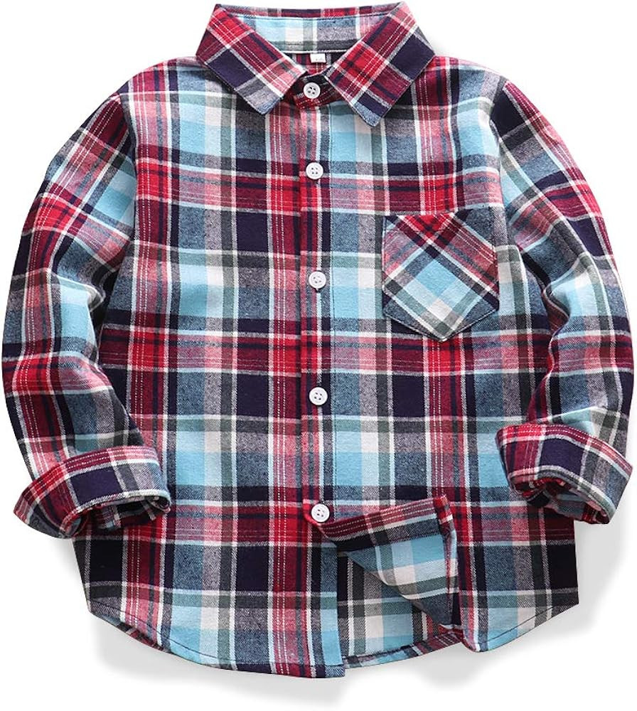 Phorecys Girls' Plaid Flannel Shirt Long Sleeve Button Down Buffalo Checkered Shirt 2T-10 Years | Amazon (US)