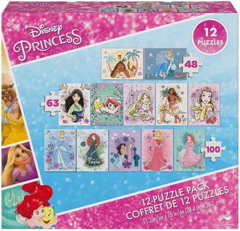 Spin Master Games, Disney Princess 12-Puzzle Bundle - Moana, Ariel, Mulan, Cinderella & More, wit... | Amazon (US)