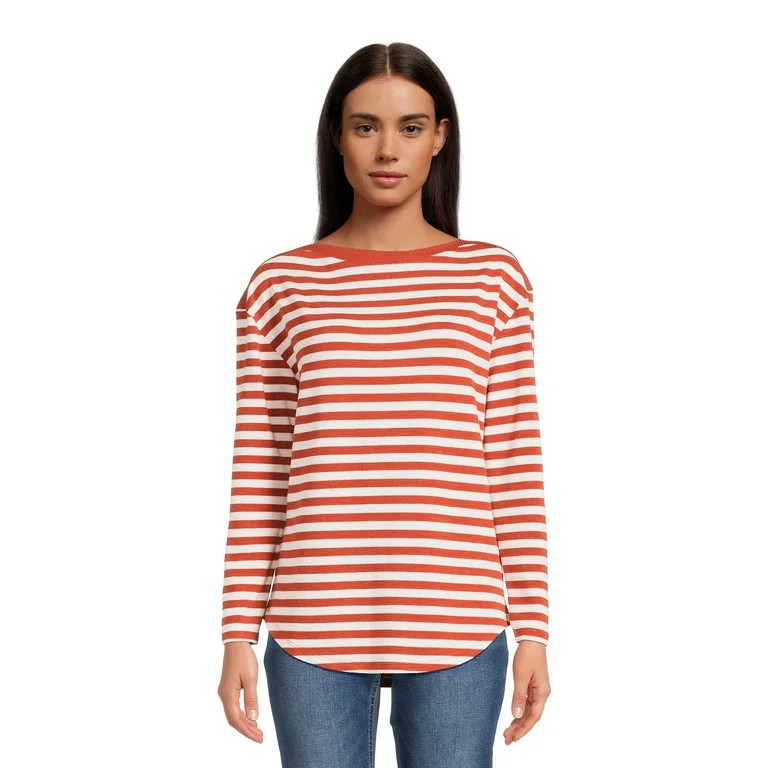 Time and Tru Women's Long Sleeve Boat Neck Top, Sizes XS-XXXL | Walmart (US)