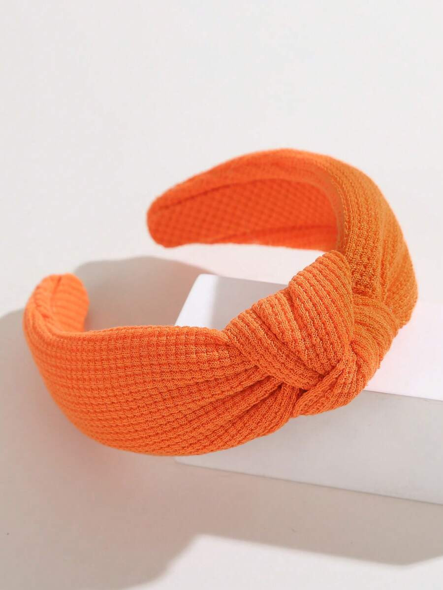 1pc Girls Waffle Pattern Knot Decor Headband For Hair Decoration | SHEIN