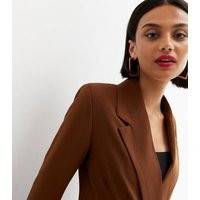 Dark Brown Crop Wrap Blazer New Look | New Look (UK)