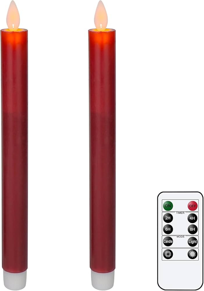 Wondise Flickering Flameless Taper Candles with Remote and Timer,2 Pack LED Taper Battery Operate... | Amazon (US)