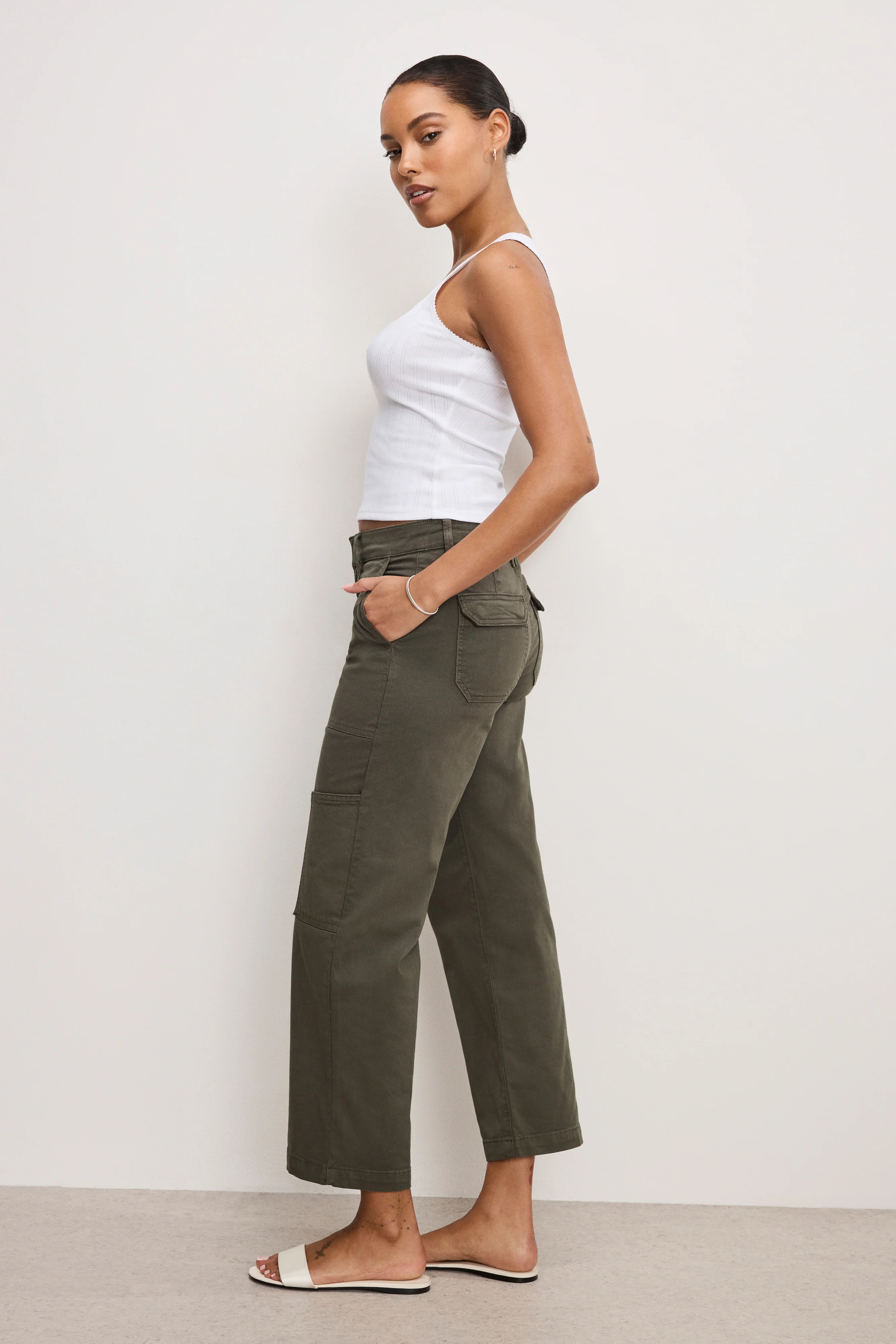CARGO CROPPED TWILL PANTS | FATIGUE001 - GOOD AMERICAN | Good American