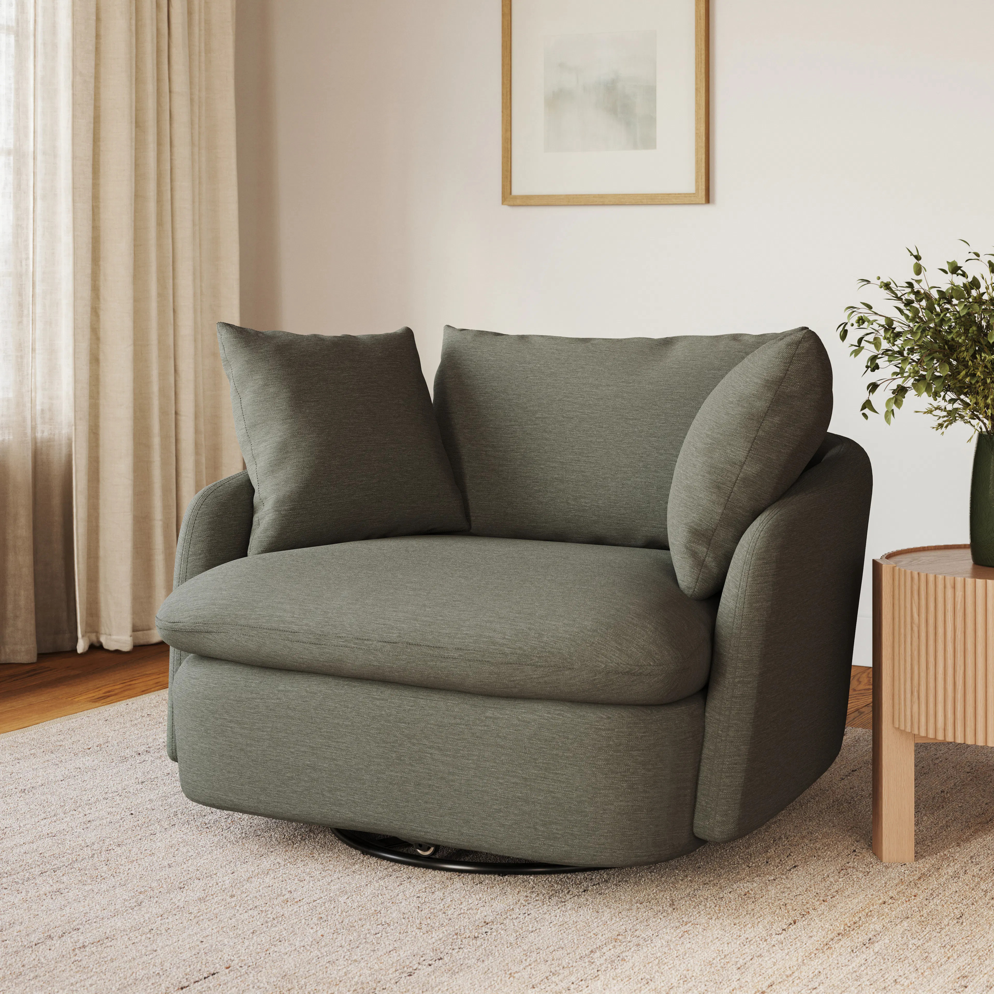 Leigh 47" Grand Swivel Lounge Chair - Silver Moss | Article