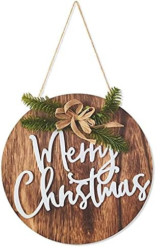 xinker Christmas Sign for Front Door, Farmhouse Decor Pastoral Style, Round Wood Hanging, Welcome... | Amazon (CA)