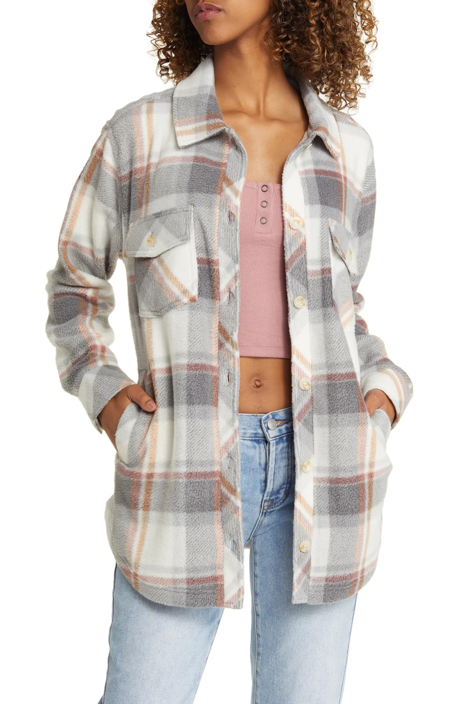 Thread & Supply Plaid Polar Fleece Shacket | Nordstromrack | Nordstrom Rack