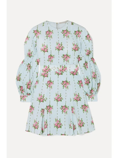 Floral-print Swiss-dot cotton-blend seersucker mini dress | NET-A-PORTER (UK & EU)