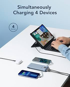 VEGER Portable Charger for iPhone Built in Cables and Wall Plug, 10000mah Slim Fast Charging USB ... | Amazon (US)