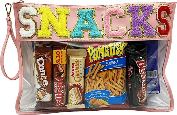 HAIBOLAN Monogram Clear Stadium Purse Bag Chenille Letter Travel Patch Pouch Snack Makeup Wristle... | Amazon (US)