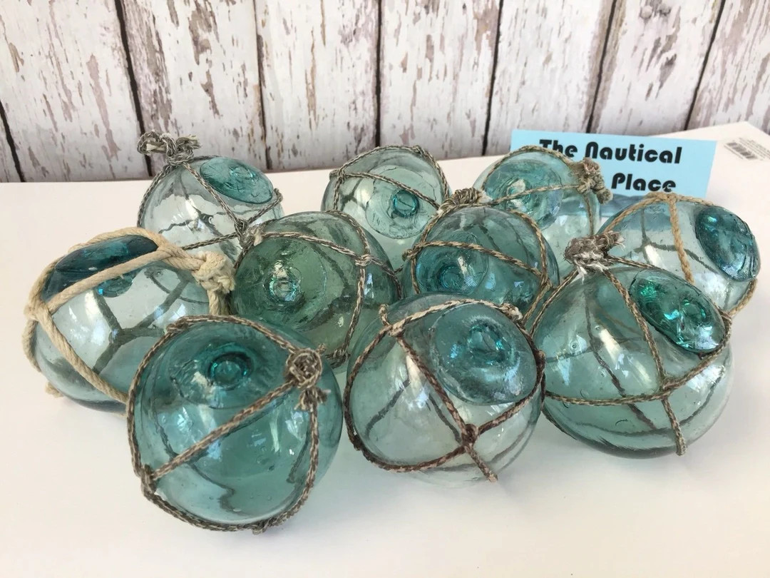 2.5 Japanese Glass Floats W/ Netting, Vintage Fishing Buoys From Japan, Authentic Glass Balls Onc... | Etsy (US)