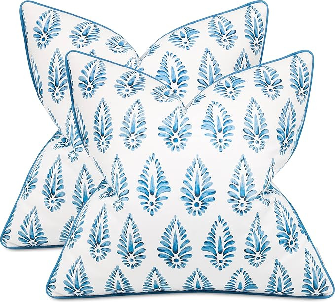 MANOJAVAYA Set of 2 Pcs Printed Booti Decorative Square Accent Throw Pillow Cover - Home Decor fo... | Amazon (US)
