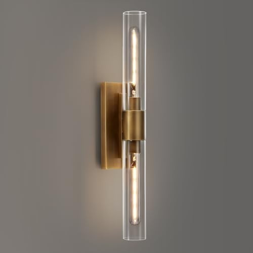 24.8" L Minimalist Style Wall Sconces 2-Lights Brass Wall Lights Fixtures Morden Cylinder Wall Li... | Amazon (US)