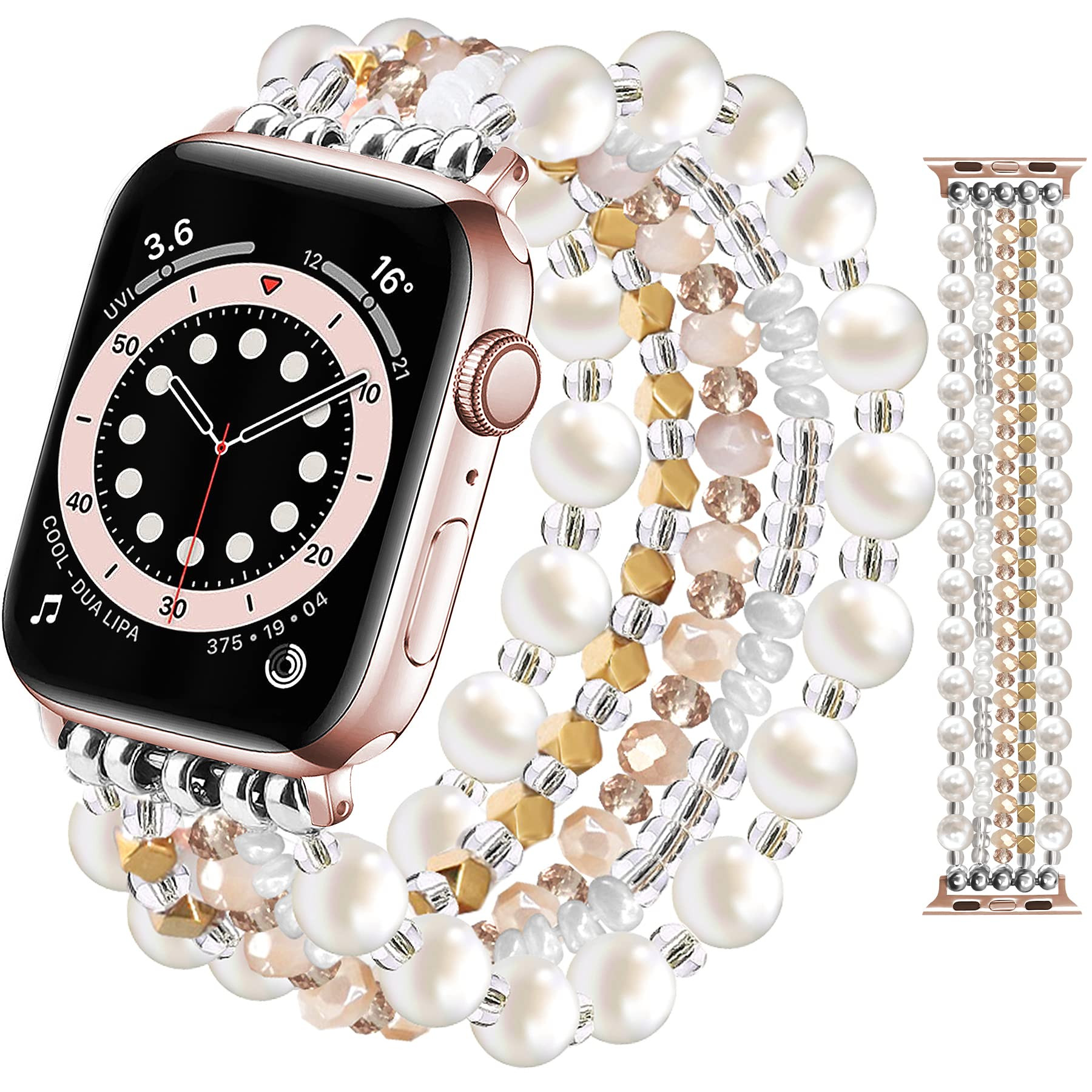 JR.DM Pearl Beaded Bracelet Compatible with Apple Watch Band 40mm 38mm 41mm 42mm Series 10/9/8/7/... | Amazon (US)