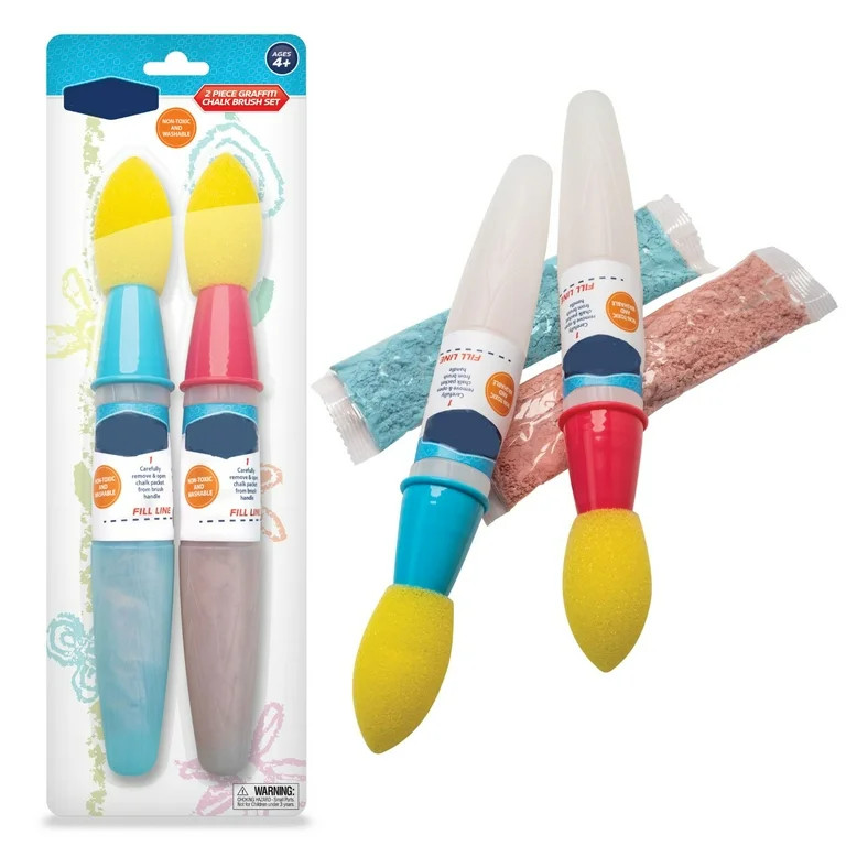 2 Pack Sidewalk Chalk Paint Brush With Liquid Chalk. Sidewalk Chalk Bulk Washable Paint Brushes I... | Walmart (US)