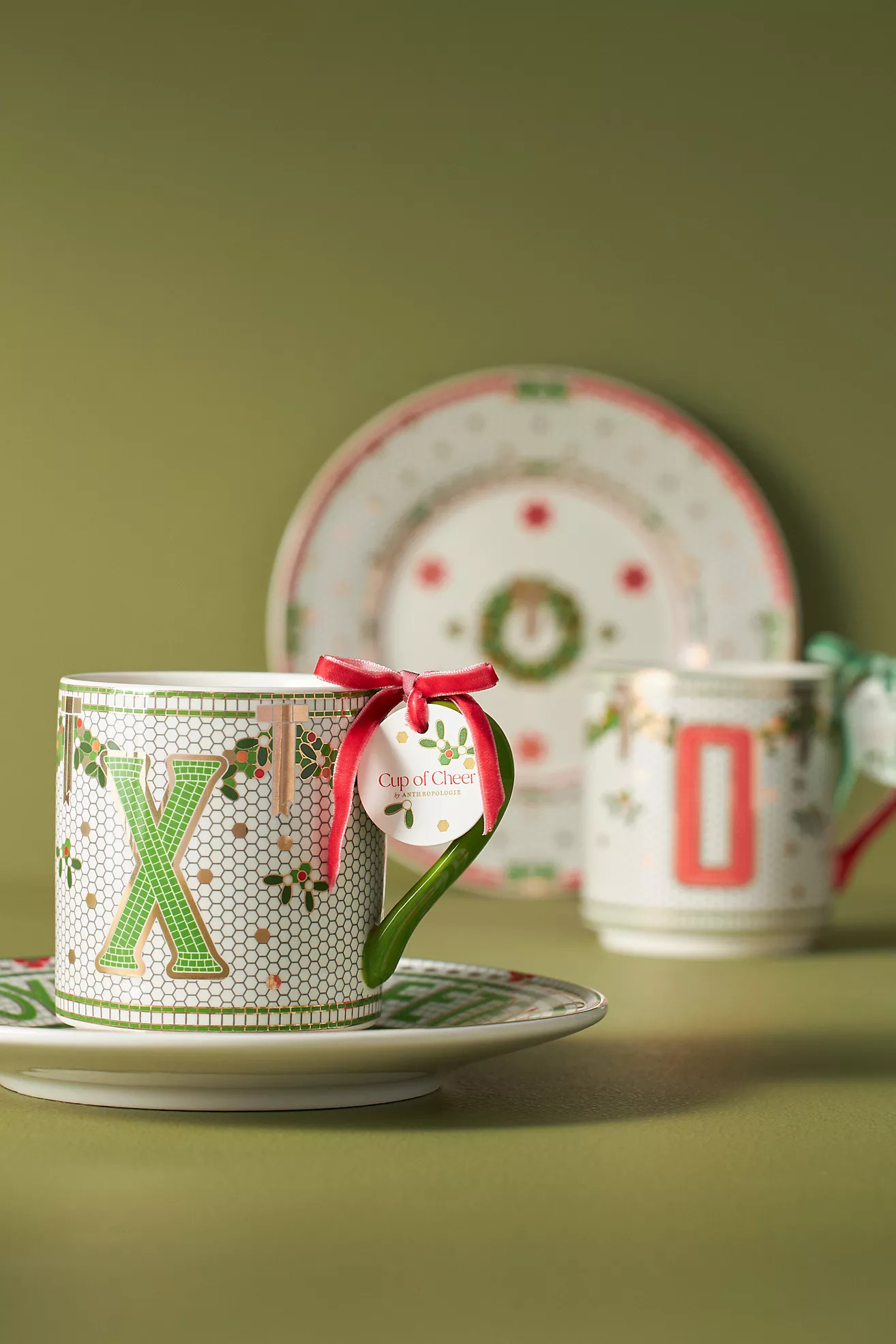 The Bistro Tile Stoneware Monogram Mug: Festive Edition | Anthropologie (US)