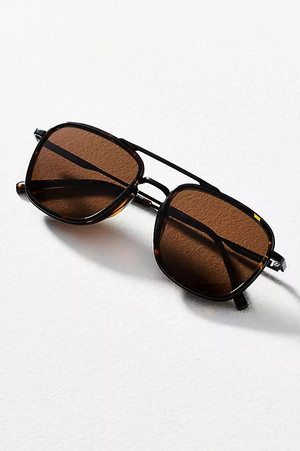 Estero Tort Metal Aviator Sunglasses | Anthropologie (US)