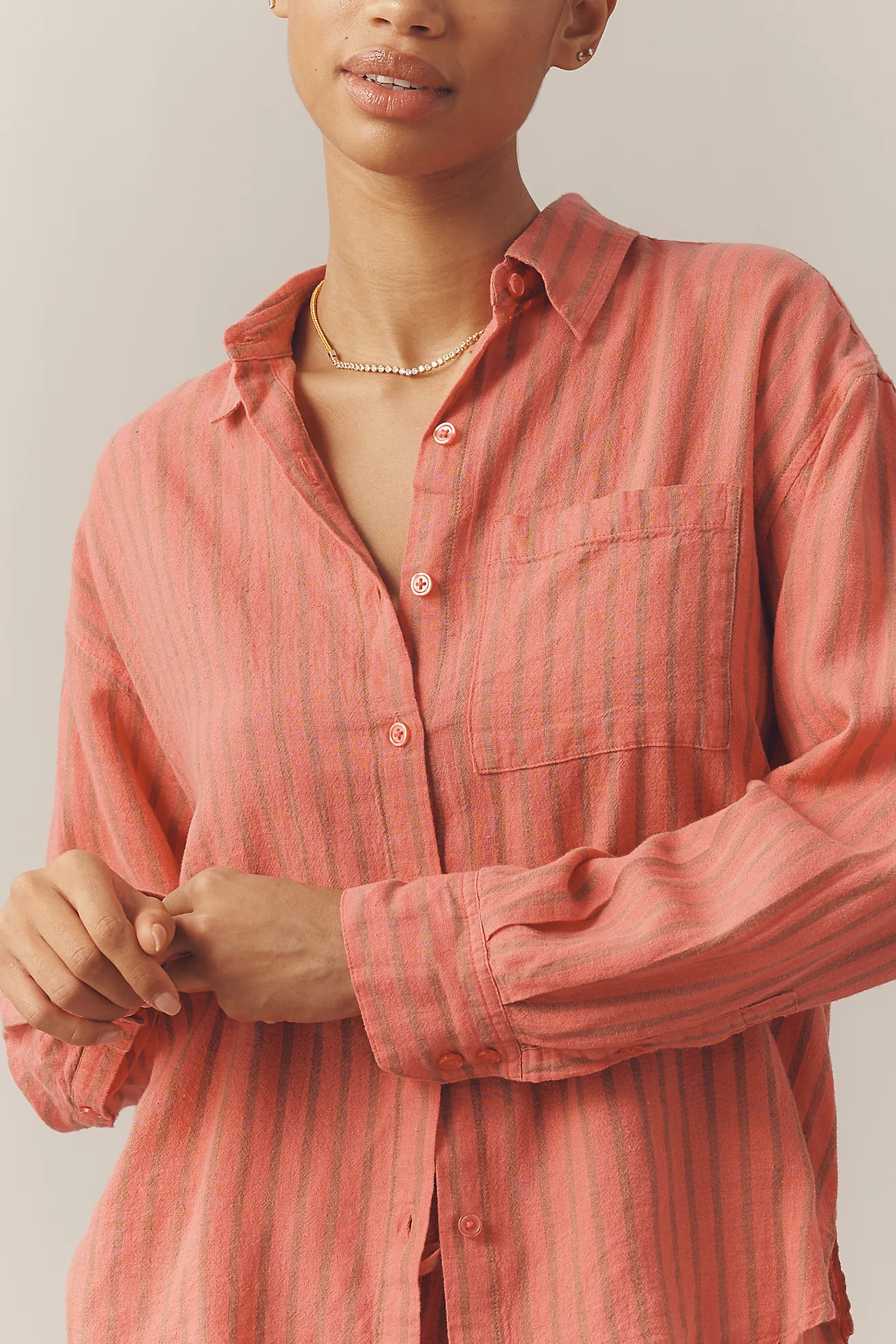 Z Supply Perfect Striped Long-Sleeve Buttondown Shirt | Anthropologie (US)