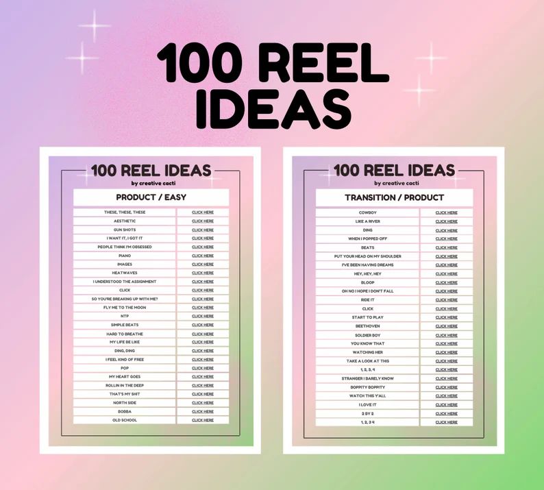 100 Reel Ideas | Etsy (CAD)