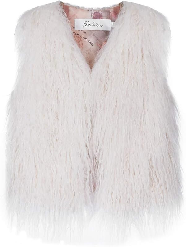 MisShow Little Girls' Faux Fur Wool Vest Coat Jacket Outerwear for 1-10 Years Old | Amazon (US)