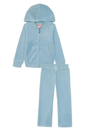 Juicy Couture Kids' Velour Hoodie & Joggers Set in Misty Ski at Nordstrom Rack, Size 8-10Y | Nordstrom Rack