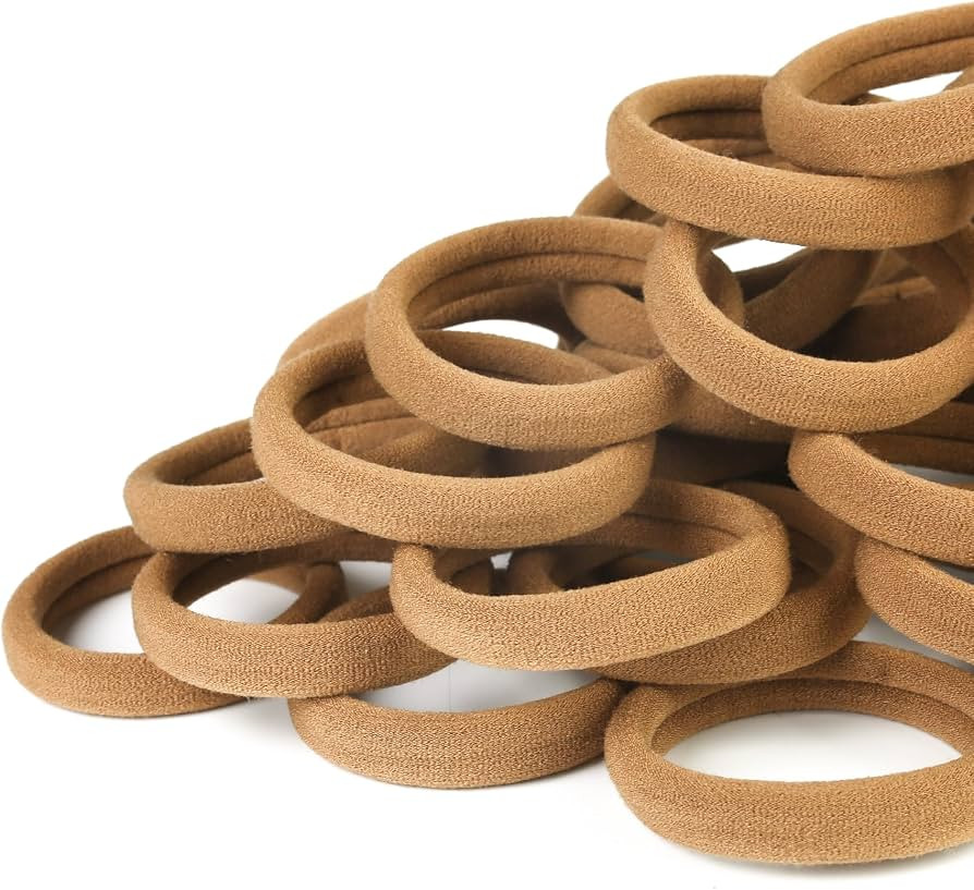 50PCS Seamless Hair Ties for Women Thick Hair, Soft Pony Tails, Large Elastic Hair Bands, Thick P... | Amazon (US)