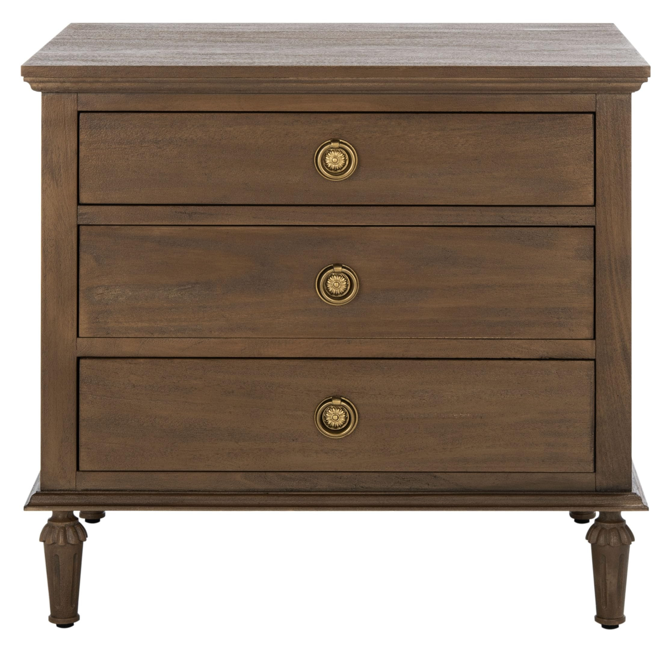 SAFAVIEH Couture Home Collection Lisabet Brown 3-Drawer Wood Nightstand Table (Fully Assembled) | Amazon (US)