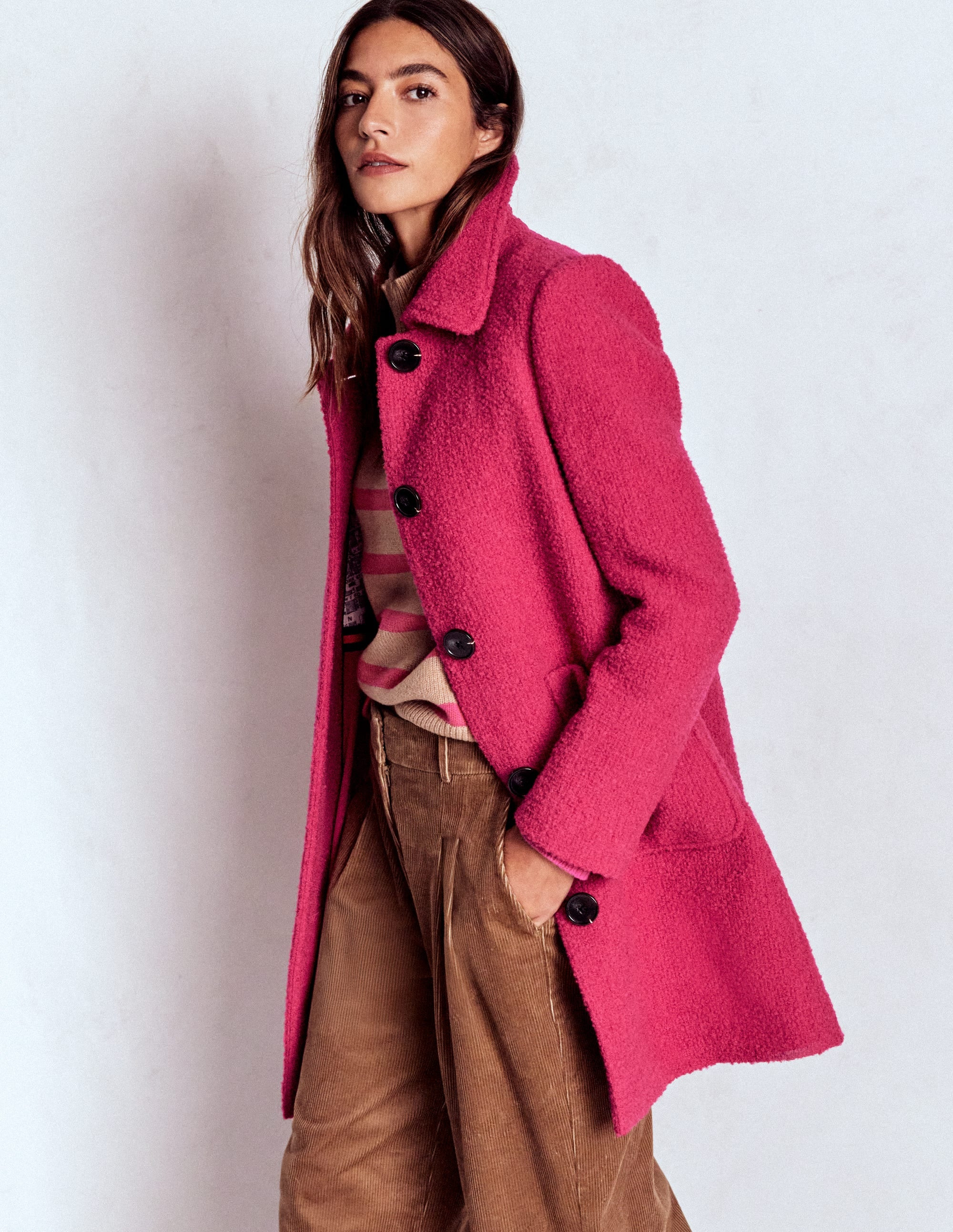 Carlisle Wool Coat-Vibrant Pink | Boden (US)