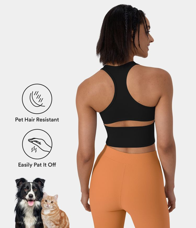 Women’s Patitoff® Pet Hair Resistant Racerback Cut Out Yoga Cropped Tank Top - Halara | HALARA
