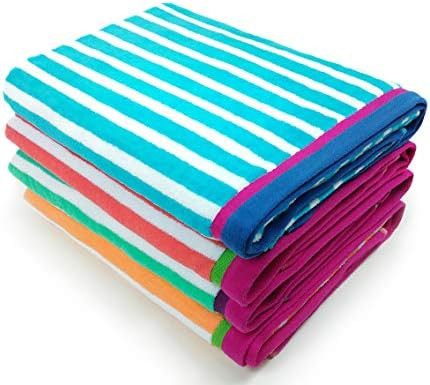 Kaufman - Velour Racing Stripe Towel 4-Pack - 32in X 62in | Amazon (US)